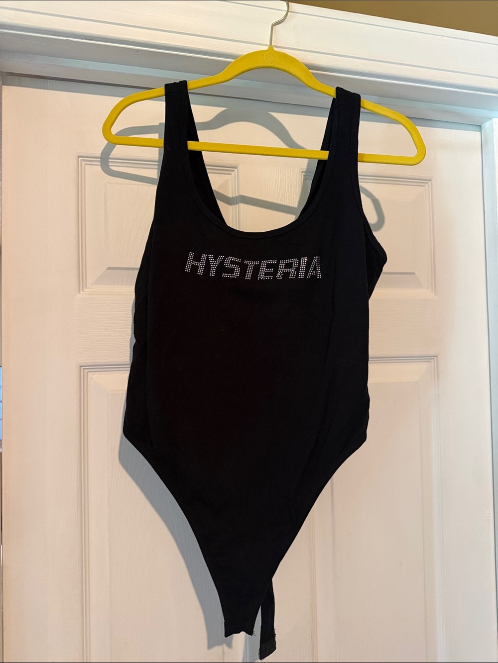 Black Women's Bodysuit with Rhinestone Logo